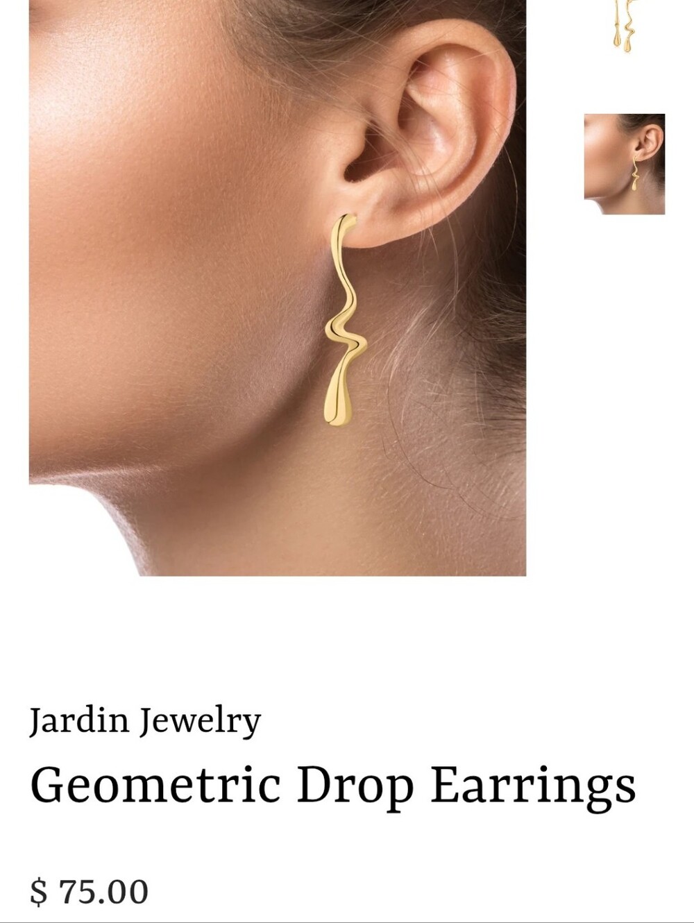 Jardin Geometric Drop Earrings In Gold Plated Brass